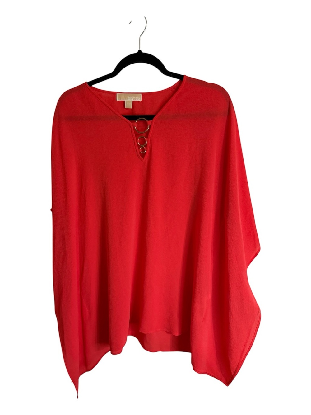 MICHAEL Michael Kors Coral Orange Gold Ring Grommet Poncho Blouse Top S/M
